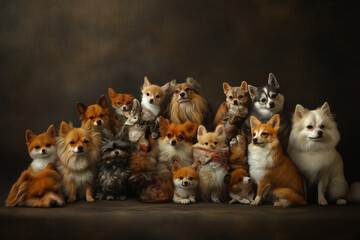 Charming Group of Pomeranian Dogs