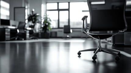 Modern Office Space with Empty Chair and Natural Light