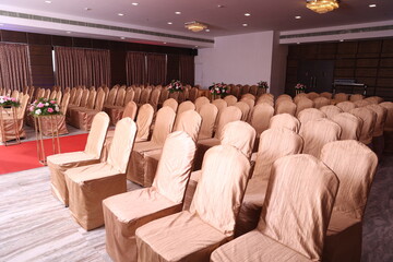 arrangement of chairs in a banquet or wedding hall