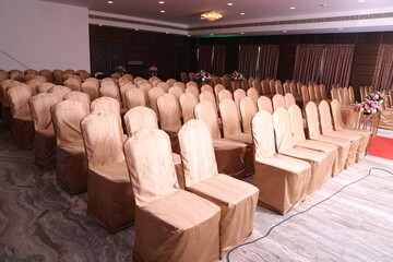 arrangement of chairs in a banquet or wedding hall