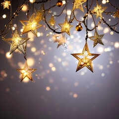 Garland stars light, new year and merry christmas 
