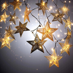 Garland stars light, new year and merry christmas 
