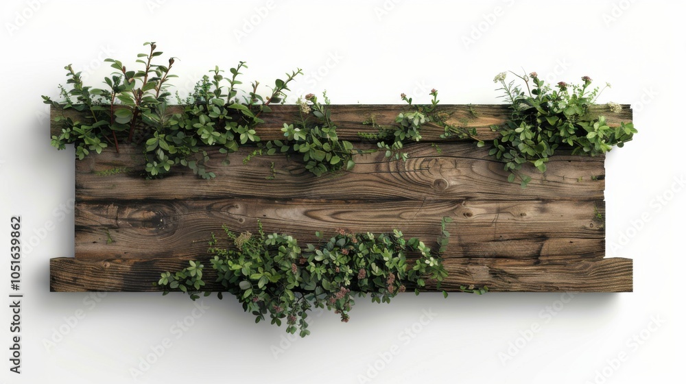 Poster illustration of green leaves arranged around and with space for text, for use in designing and prese
