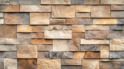 Textured stone wall, a closeup view of natural patterns and variations in building blocks