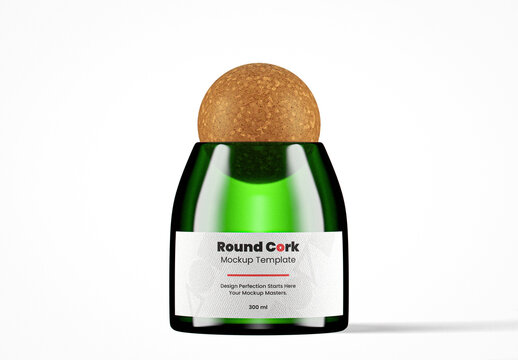 Round Cork Green Glass Jar Mockup