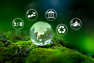 ESG icon for environment. Society and Governance Sustainable global environment concept