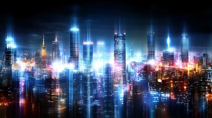 Fototapeta premium Futuristic Cityscape at Night.