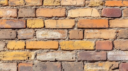 Obraz premium Rustic brown and yellow brick wall texture, a detailed background image rustic