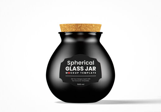 Spherical Small Matte Glass Jar Mockup