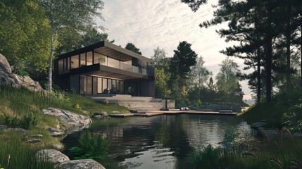 Sleek modern architecture with clean lines, embodying minimalism and elegance against natural landscapes. architecture modern. Ultra realistic. Photorealistic