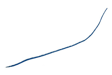 Isolated blue pencil line on transparent background.