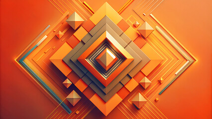 Striking backdrop featuring a captivating display of geometrical designs and warm orange tones, perfect for modern presentations or technology visuals and digital backgrounds.