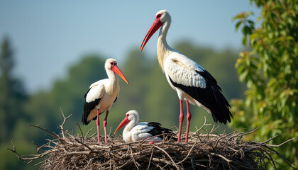 Storks in a nest