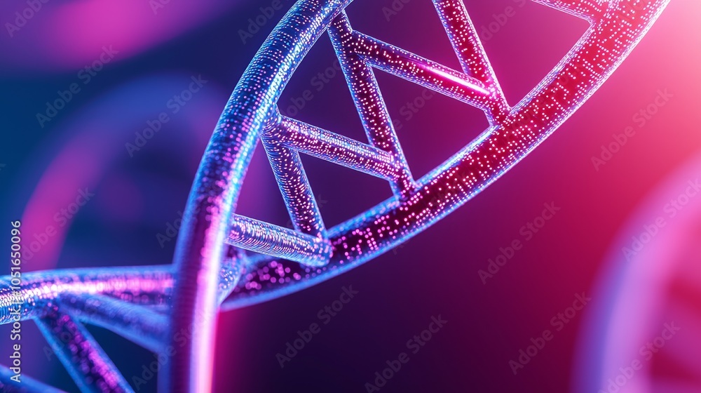 Poster abstract representation of a dna double helix with vibrant colors, showcasing the intricate structur