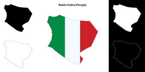 Bastia Umbra (Umbria) outline map set