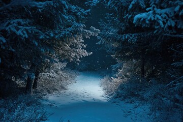 Snowy Forest Path