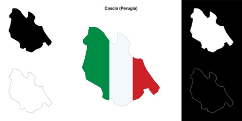 Cascia (Umbria) outline map set