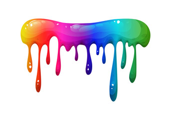 Dripping rainbow slime illustration with vibrant colors. Rainbow splash collection on a transparent background. Great for adding playful, toxic-looking splats and liquid effects to your illustrations