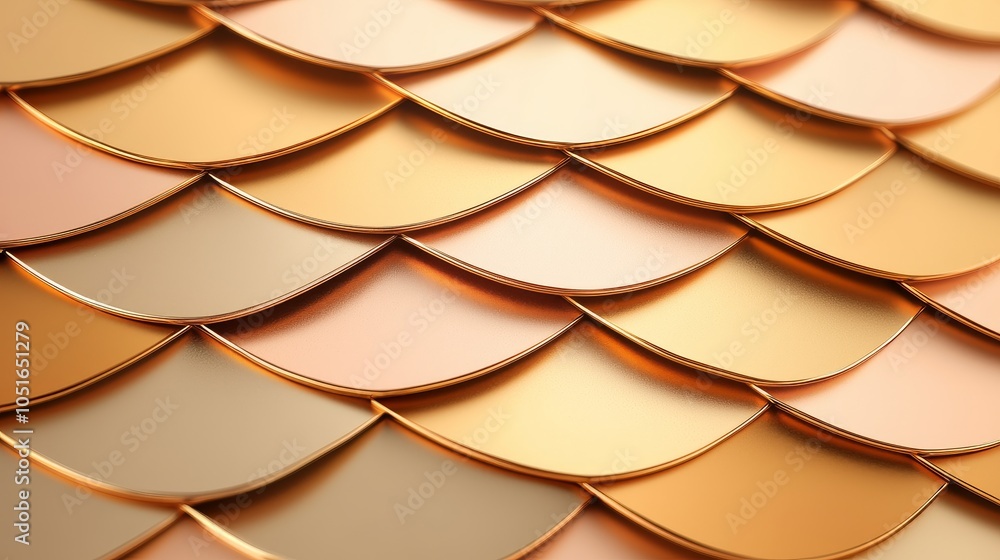 Poster a close-up view of shimmering golden scales, arranged in a layered pattern, highlighting texture and