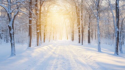 Obraz premium Snowy Wonderland with a Modern Bright Light Twist