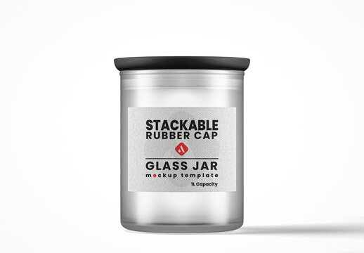 Stackable Frosted Glass Jar Mockup