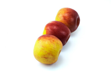 Group of red apples (Gala apples) isolated on white background with clipping path close up stracking