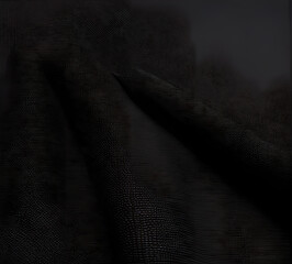 Fototapeta premium fabric texture, natural linen canvas as.Close-up of a smooth, slightly reflective black fabric showcasing its texture and subtle lighting highlights, creating an elegant and sleek appearance.generativ