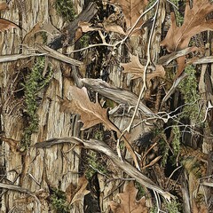 Mossy Oak Tree Bark Camo Hunting Texture, Seamless Tactical Camouflage Oak Leaves Pattern	