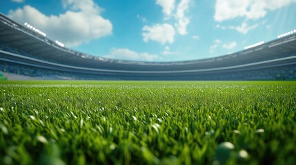 Fototapeta premium Soccer Field with Stadium Background
