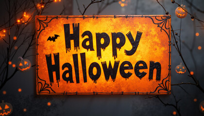 Naklejka premium Halloween poster with text Happy Halloween
