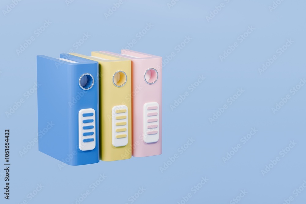 Poster 3d file folder with paper business icon. minimal binder file folder document icon. office equipment 