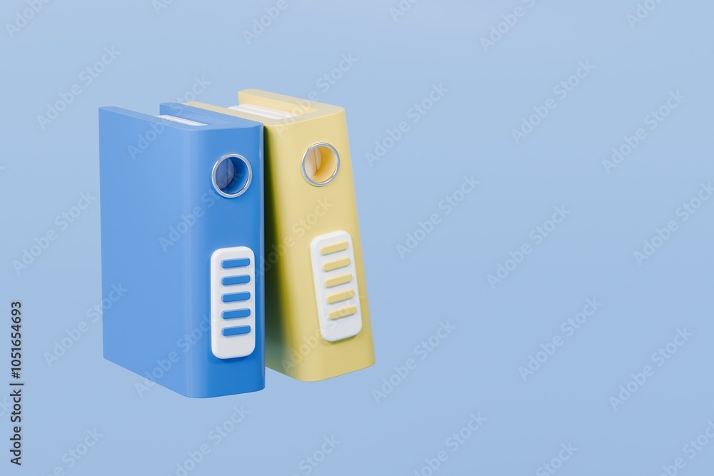 Poster 3d file folder with paper business icon. minimal binder file folder document icon. office equipment 
