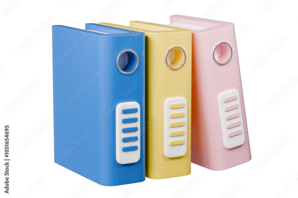 Poster 3d file folder with paper business icon. minimal binder file folder document icon. office equipment 
