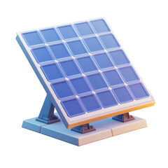 3D Cartoon Style Solar Panel Icon for Eco-Friendly Concepts, isolated on transparent background, PNG Format