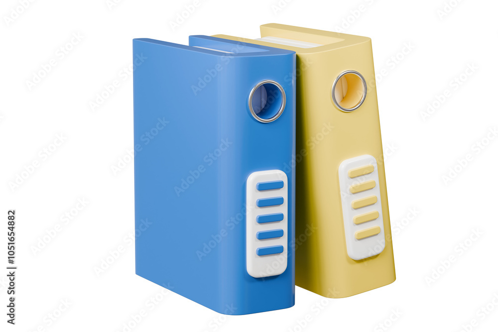 Poster 3d file folder with paper business icon. minimal binder file folder document icon. office equipment 