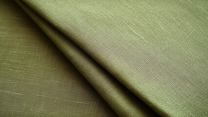 Fototapeta premium Soft olive-green canvas with a fine, smooth texture and subtle sheen