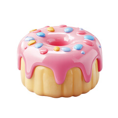 3D Cartoon Style Sponge Cake Icon for Delicious Dessert Representations, isolated on transparent background, PNG Format