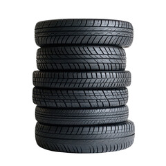 Versatile Stack of Tires on a White Background for Automotive Themes, isolated on transparent background, PNG Format