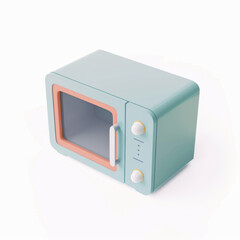Fototapeta premium Microwave oven in 3D style on a white background 