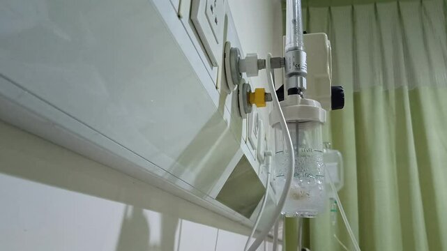 Medical equipment, Oxygen Flow Meter regulator wall-mounted central pipe gas system, supplies oxygen to patients. Personal O2 generator for home or hospital use. for health, technology and education