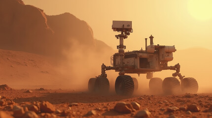 Fototapeta premium Exploring the Martian Landscape