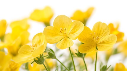 Fototapeta premium Vibrant yellow flowers blooming in a soft light background
