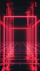 Naklejka premium Retro-futuristic neon red backdrop, perfect for text or product placement
