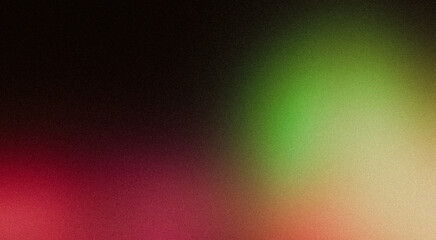 Fototapeta premium Green rdd pink vibrant color spot on dark grainy gradient background. Abstract dark colors, flow and wave shaped noisy gradient website header, cover banner, poster