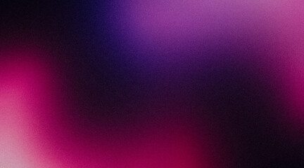 Purple pink blue red vibrant color spot on dark grainy gradient background. Abstract dark colors, flow and wave shaped noisy gradient website header, cover banner, poster