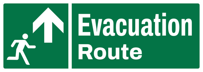 ISO emergency and first aid safety signs text variation_evacuation route_landscape size 1/2 a4,a3,a2,a1