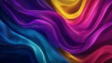 Obraz premium Colorful abstract waves of silk fabric flowing in smooth gradients.