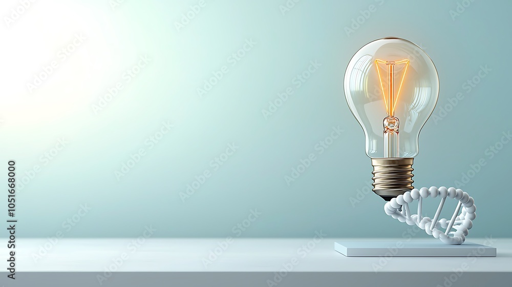 Aufkleber innovative light bulb design on dna helix base symbolizing the intersection of science and creativit