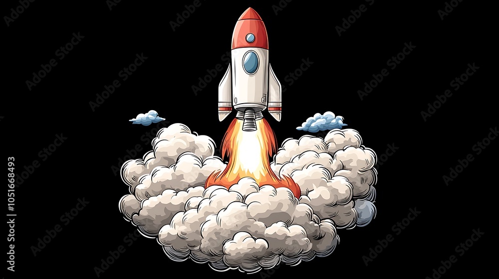 Poster exploring the thrills of space travel the journey of a rocket launching into the unknown with vibran