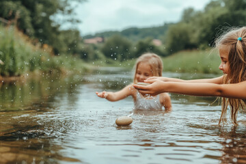 Fototapeta premium Joyful Summer Stream Play 